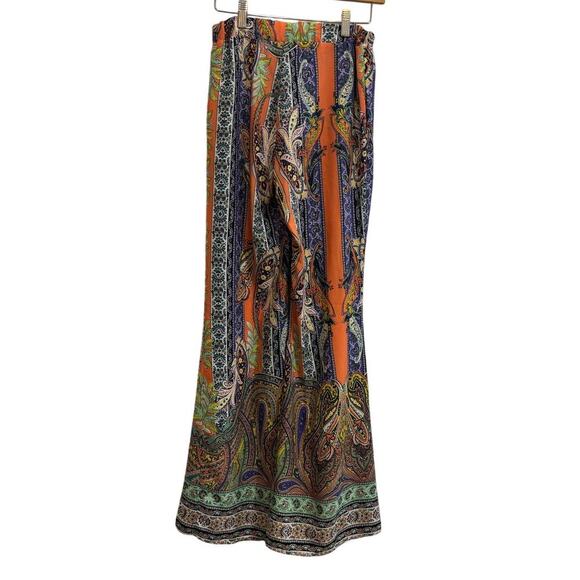 OVI Women S Bright 60's Bell Bottom Bold Elastic Waist Pants Boho Casual - Picture 8 of 8